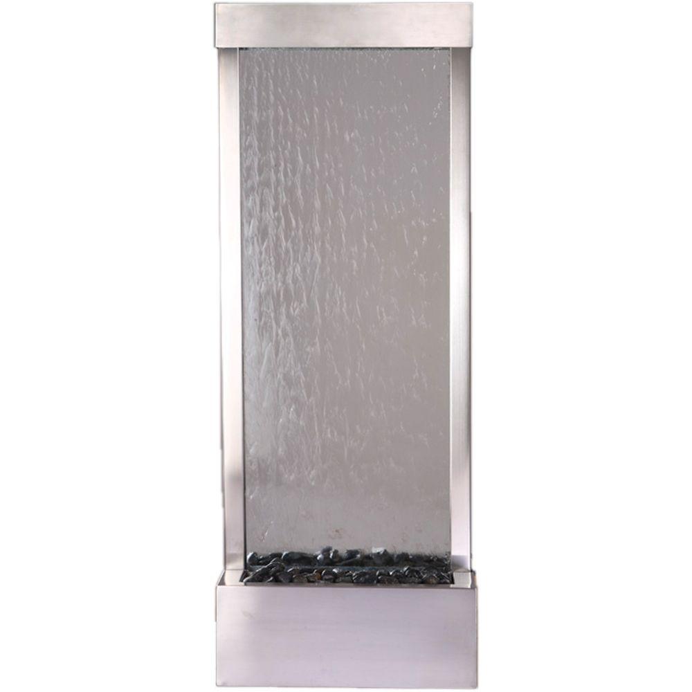 Stainless Steel Gardenfall Floor Fountain With Clear Glass
