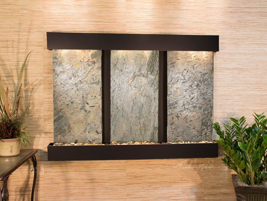 Olympus Falls - Square Blackened Copper Green Natural Slate