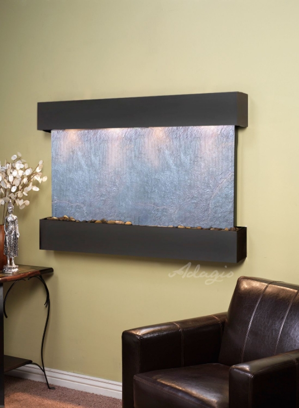 Sunrise Springs - Square Blackened Copper Black Featherstone Wall Water Fountain
