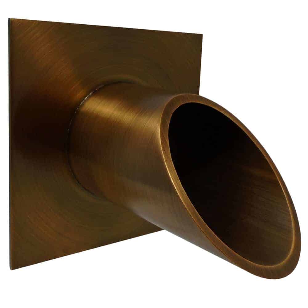 Deco Wall Water Fountain Scupper w/Square Backplate – 2.5″