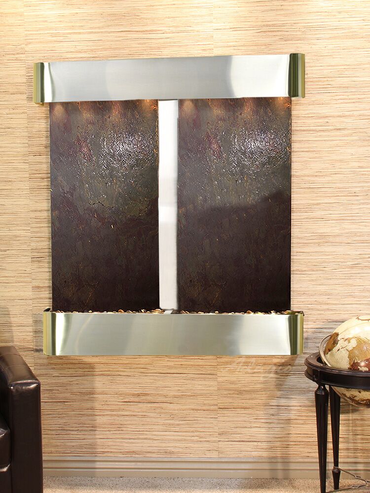 Aspen Falls Round Stainless Steel Multi Color Featherstone Wall Water Founain