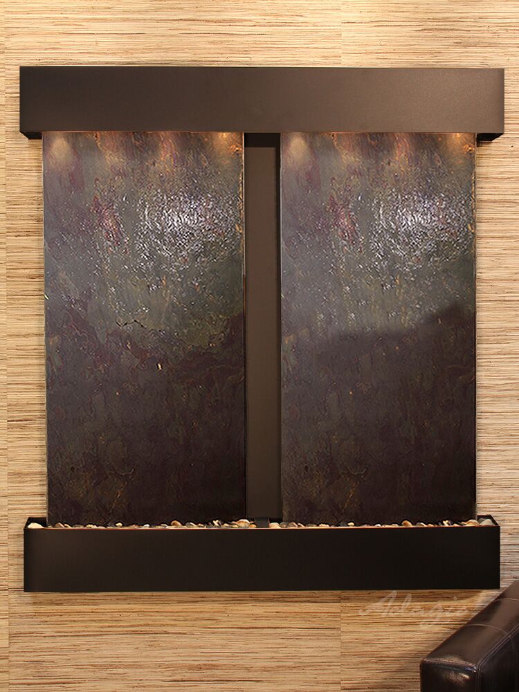 Aspen Falls Square Blackened Copper Multi Color Featherstone Wall Water Founain