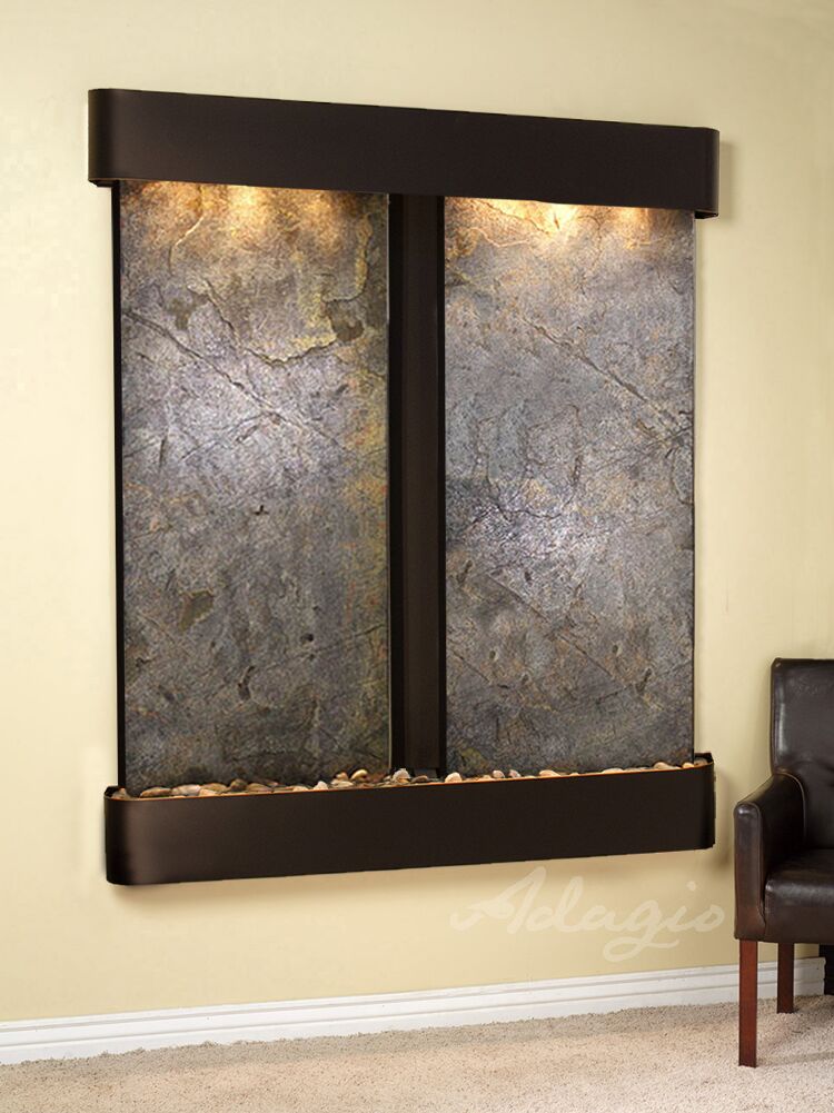 Cottonwood Falls Round Blackened Copper Green Featherstone Wall Water Fountain