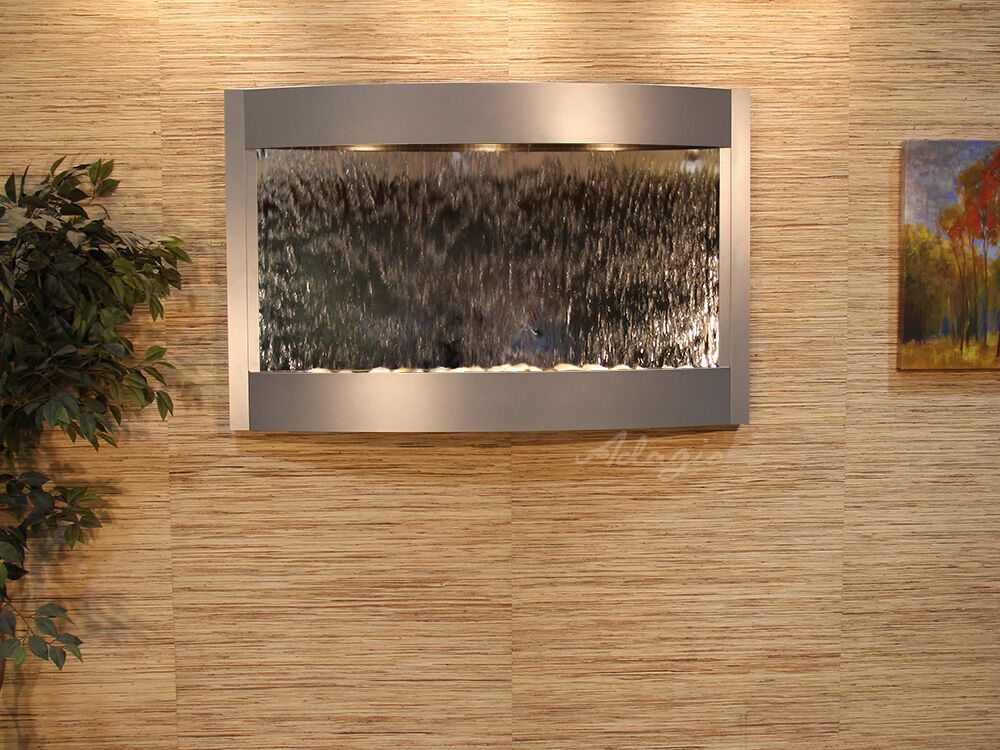 Calming Waters Silver Metallic Silver Mirror Wall Water Fountain